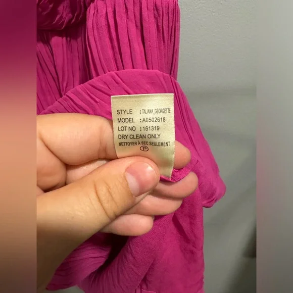 Theory Taliana Georgette Dress Rubellite Pink One Shoulder Bubble Hem Women’s 8 - Picture 7 of 8